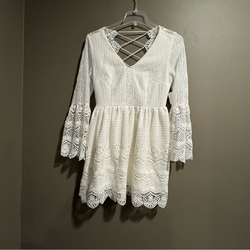 Jaus V Neck Back Cross Strap Lace Romania Dress Size Medium